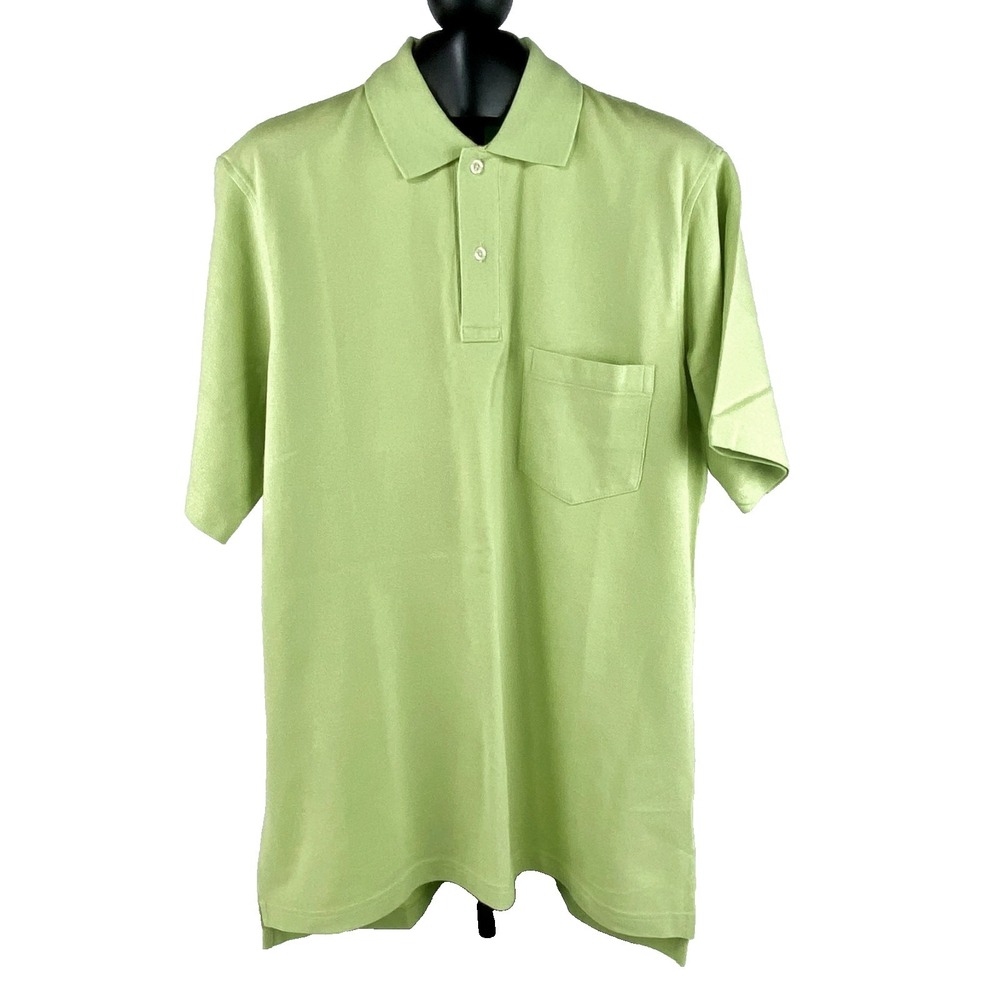 NEW Lands' End Short Sleeve Polo Shirt Men's MT 38-40 Soft Lime Cotton Easy Care